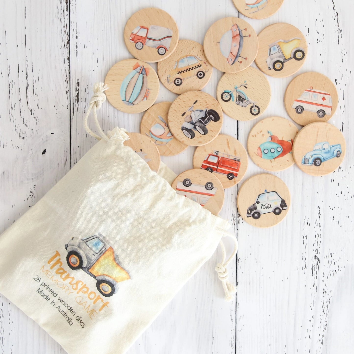 Transport Wooden Memory Game