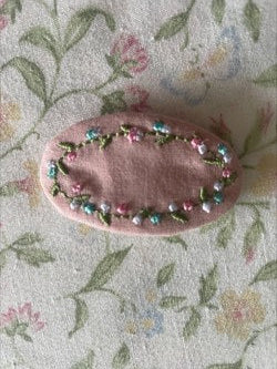 Annie Oval Embroidered Barrette